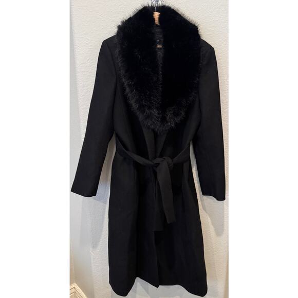 MANGO Manteco Wool Blend Coat with Removable Faux Fur Collar Size US/XL - Picture 16 of 16